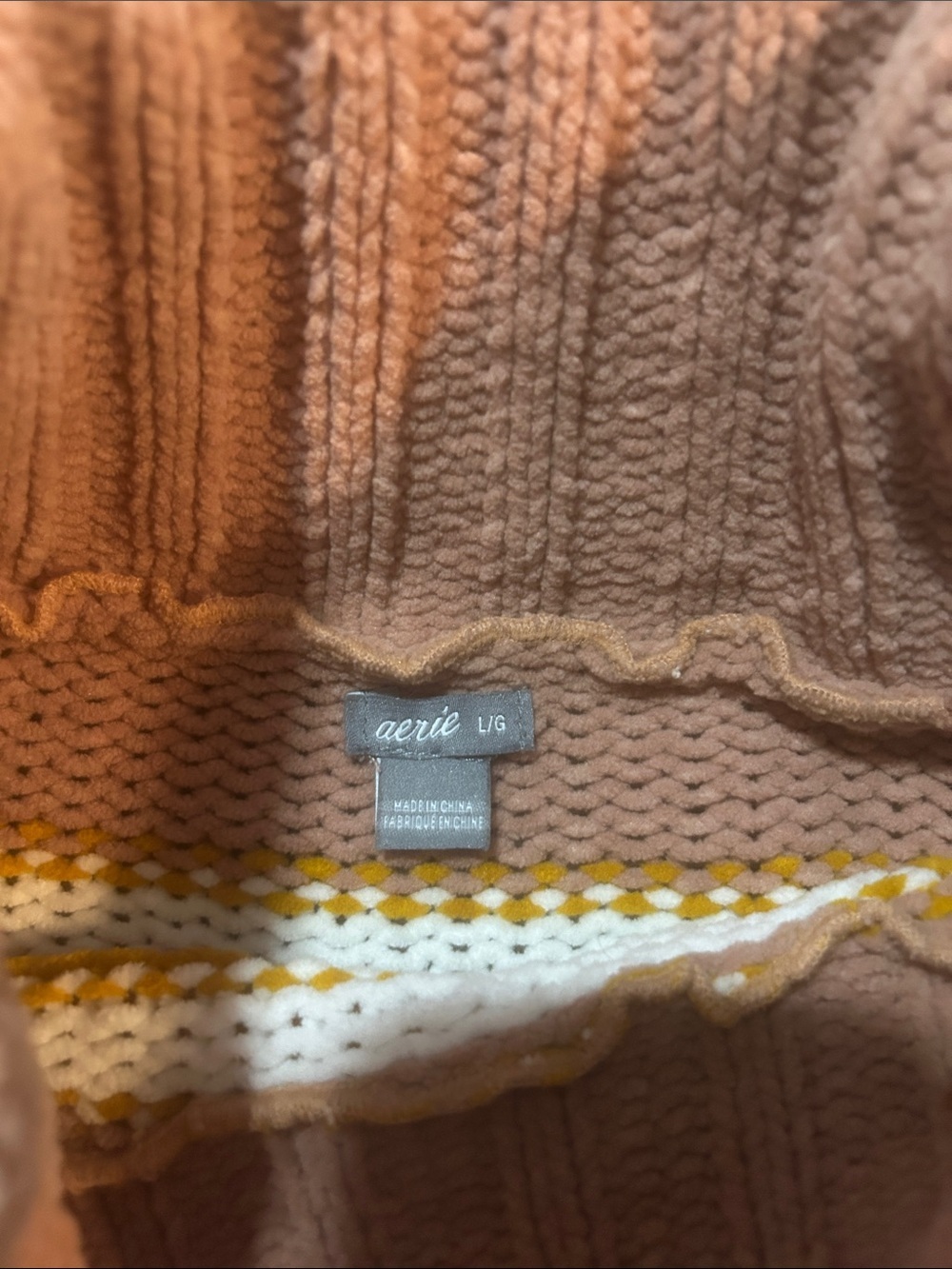 aerie Women’s Sweater Striped Pink, Tan & Cream Turtleneck Oversized - Large - Picture 2 of 7